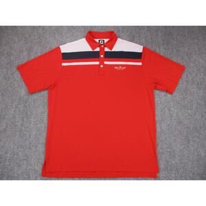 FootJoy Polo Shirt Mens XL Red White Navy Striped Golf Performance Stretch FJ